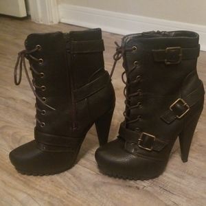 High heel combat boots